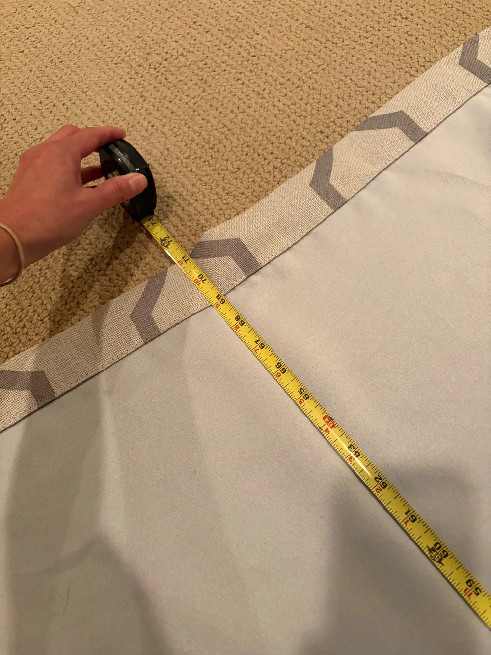 Beige and Gray Trellis Pattern Grommet Curtains Set of 2